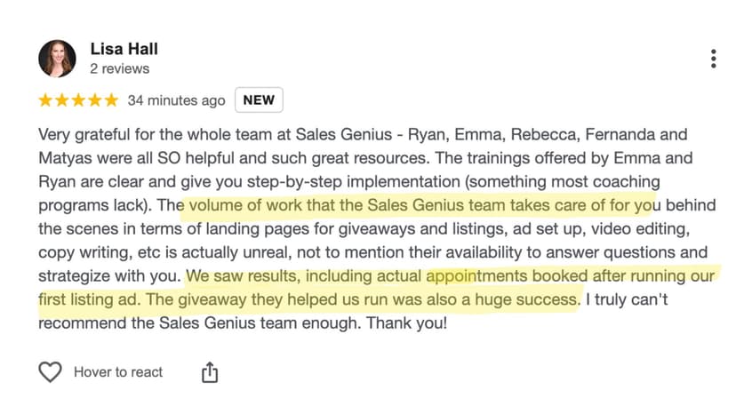 Client testimonial 1